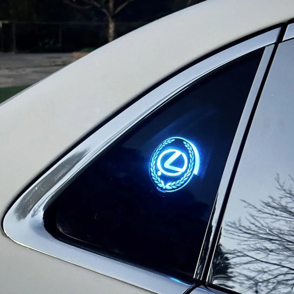 Oppladbar LED-logo for bil - neonlyseffekt