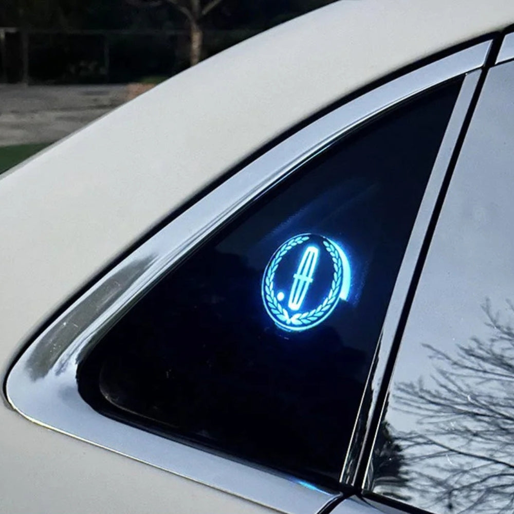 Oppladbar LED-logo for bil - neonlyseffekt