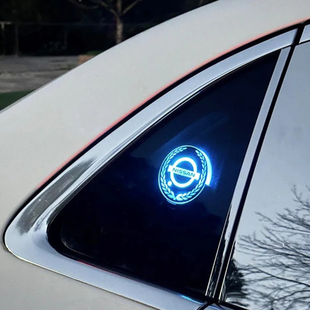 Oppladbar LED-logo for bil - neonlyseffekt